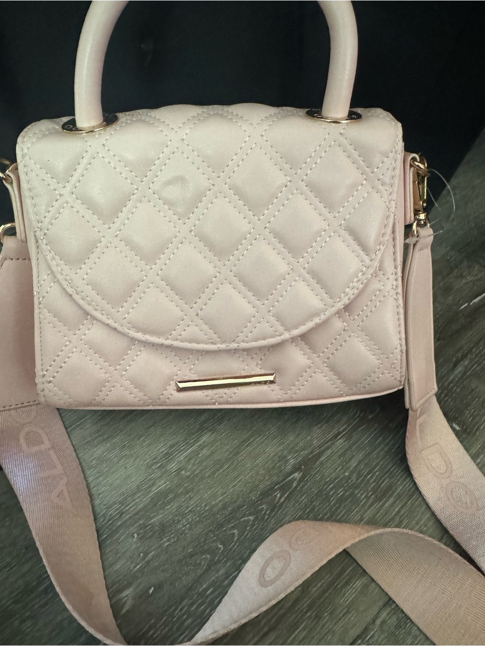 Quilted ALDO Satchel Handbag in Light Pink with Detachable Strap